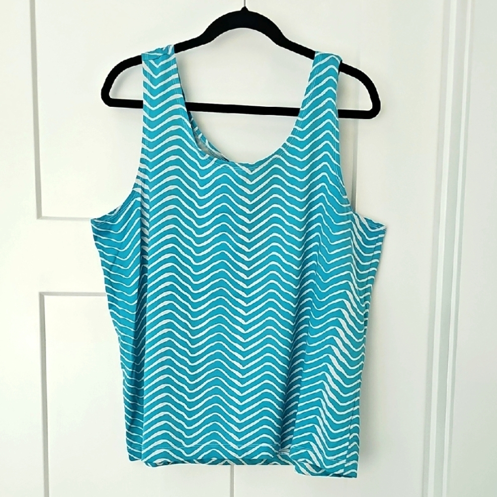 Avenue Teal Chevron Tank Top Size 22/24